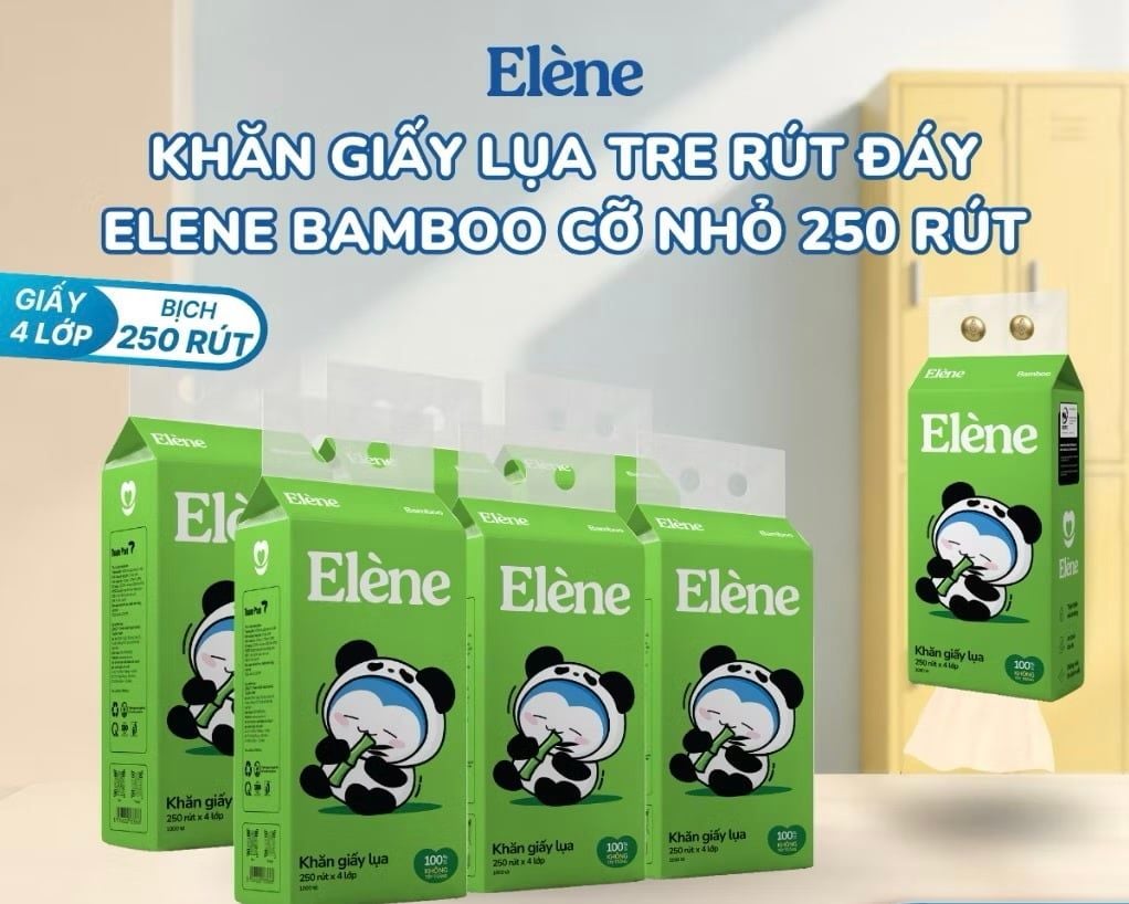  Giấy Lụa Tre Rút Đáy Elene 4 Lớp 250 Lần Rút Cao Cấp, Thân Thiện Với Môi Trường 