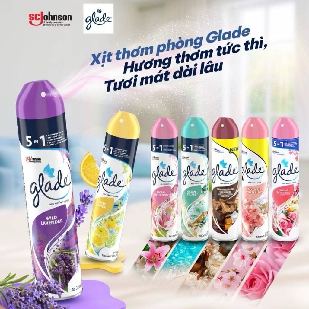  Xịt Thơm Phòng Khử Mùi Lưu Hương Bền Lâu GLADE  280ml 