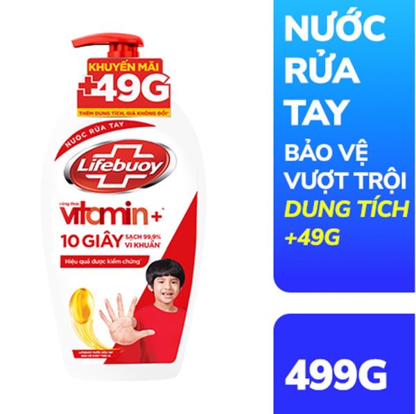 Nước Rửa Tay Lifebuoy Bảo Vệ Khỏi 99.9% Vi Khuẩn Gây Bệnh Với Ion Bạc+ Hỗ Trợ Cùng Đề Kháng Da Tự Nhiên 499g Mới 