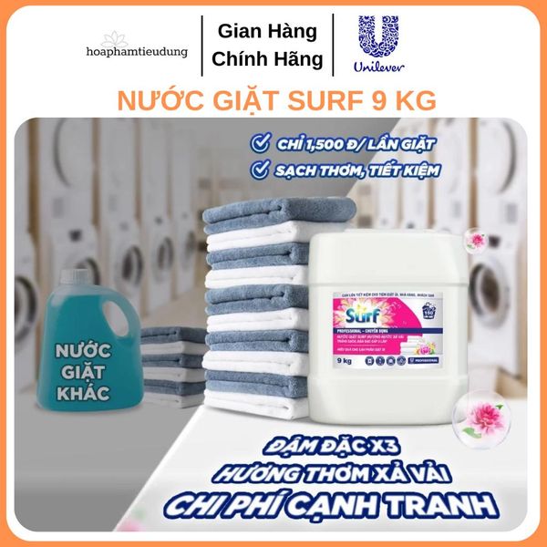  Nước giặt Surf Hương Hoa Cỏ Diệu Kì can lớn 9kg - Siêu tiết kiệm 