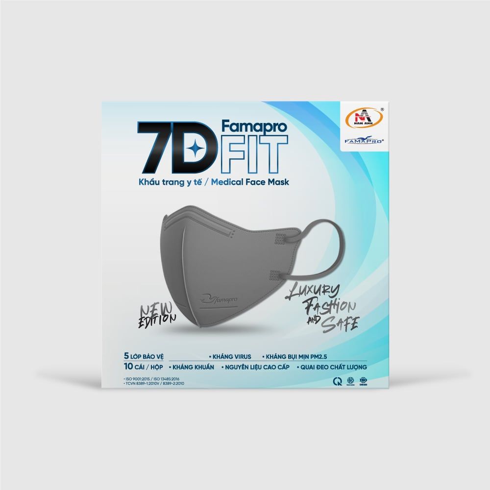  Khẩu trang cao cấp 7D FIT 5 lớp (10 cái/ hộp) 