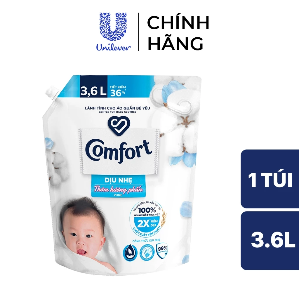  Nước Xả Vải Comfort Dịu Nhẹ Túi 3,6L 