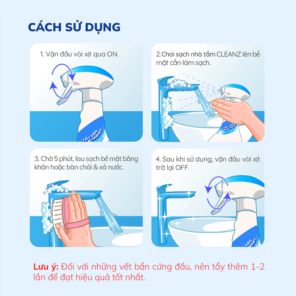  Xịt Sạch Nhà Tắm Đa Năng CLEANZ Vệ Sinh Nhà Tắm Chống Ăn Mòn Inox Vệ Sinh Vòi Rửa, Vòi Sen, Vách Kính Làm Sạch 700ml 