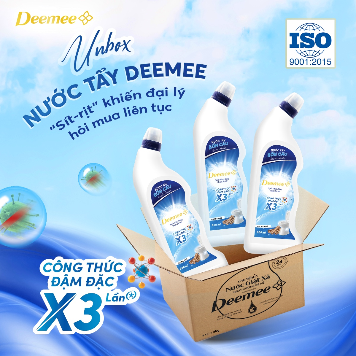  Nước Tẩy Bồn Cầu Deemee Hương Quế 900 ml 