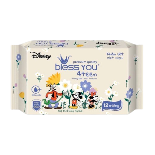  Khăn ướt Mini Bless You 4teen Gói 12 tờ (Lốc 6 gói) 