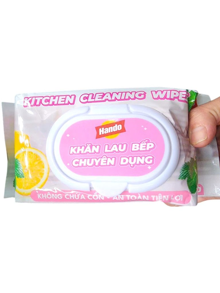  Khăn ướt lau bếp chuyên dụng HANDO 68 tờ không chứa cồn, an toàn tiện lợi 