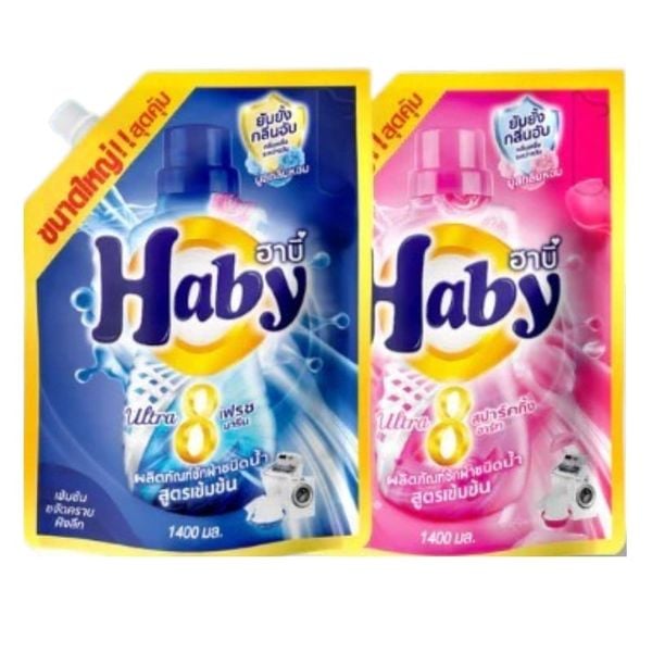  Nước Giặt Xả HABY ULTRAWASH 8in1 Nội địa Thái Lan - Đậm Đặc Siêu Sạch Sâu Thơm Lâu 700H Túi 1.4Kg 