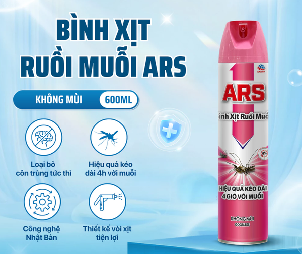  Bình Xịt Ruồi Muỗi ARS PINK Diệt Ruồi Muỗi Hiệu Quả, Không Mùi/Lavender (600ml) 