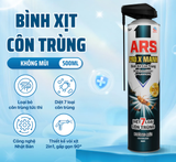  Bình xịt côn trùng ARS PRO.X MẠNH 500 ml Diệt ruồi, muỗi, gián, kiến, bò chét, kiến ba khoang, rệp giường trong gia dụng 