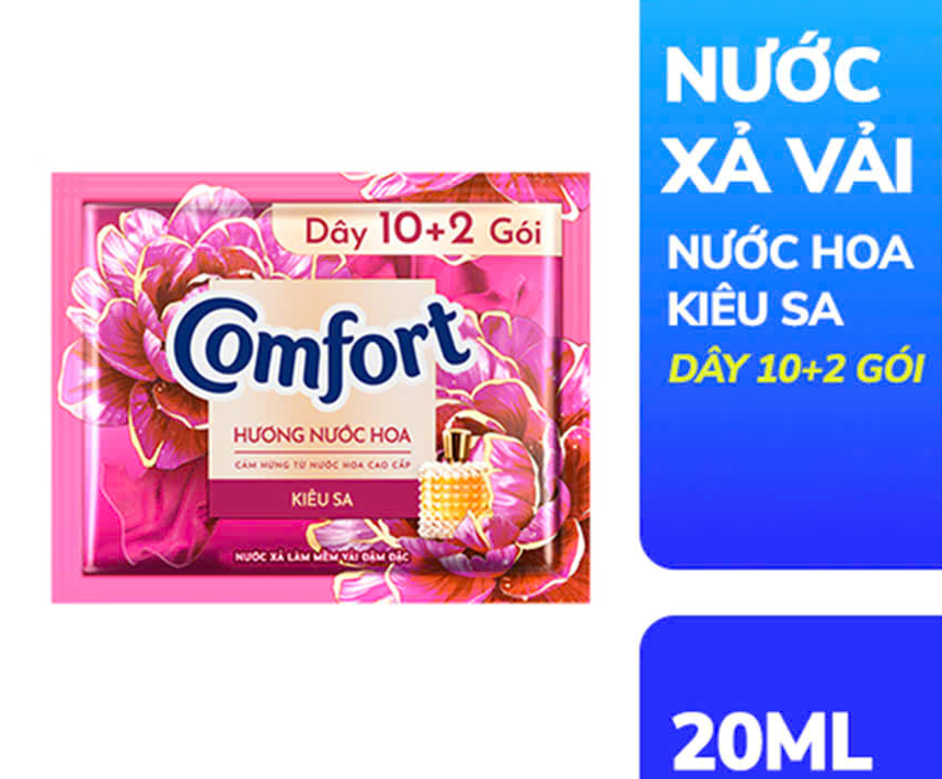  Nước Xả Làm Mềm Vải Comfort Đậm Đặc Một Lần Xả Thơm Mát gấp 10 lần túi 20ml 