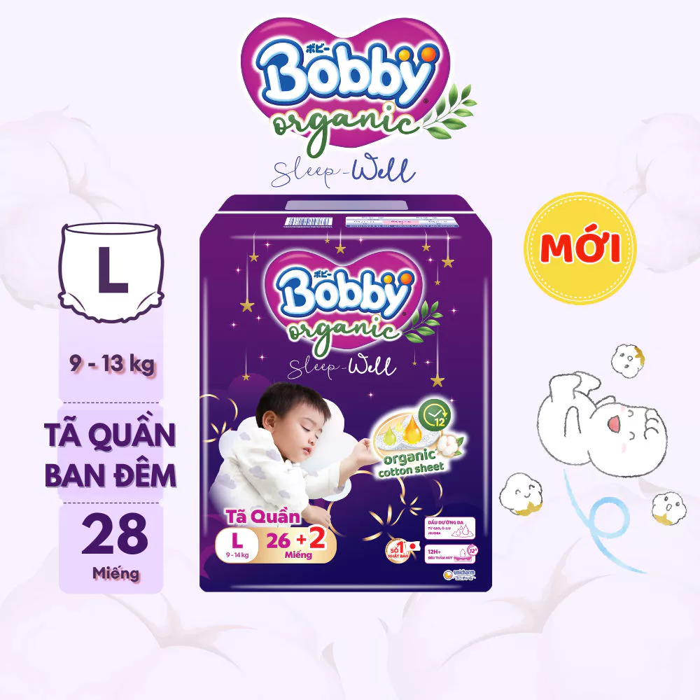  Tã quần Ban Đêm Cao Cấp Bobby Sleep-Well dịu nhẹ khô thoáng 