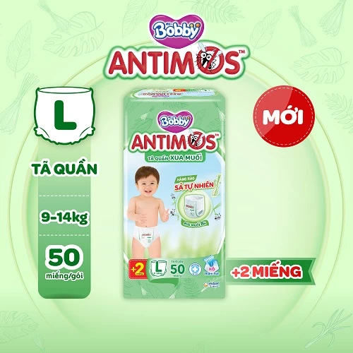  Tã Quần Xua Muỗi Bobby Antimos – Hàng rào Sả tự nhiên Bye Muỗi 8H - M52/L50+2/XL48+4/XXL46+6 