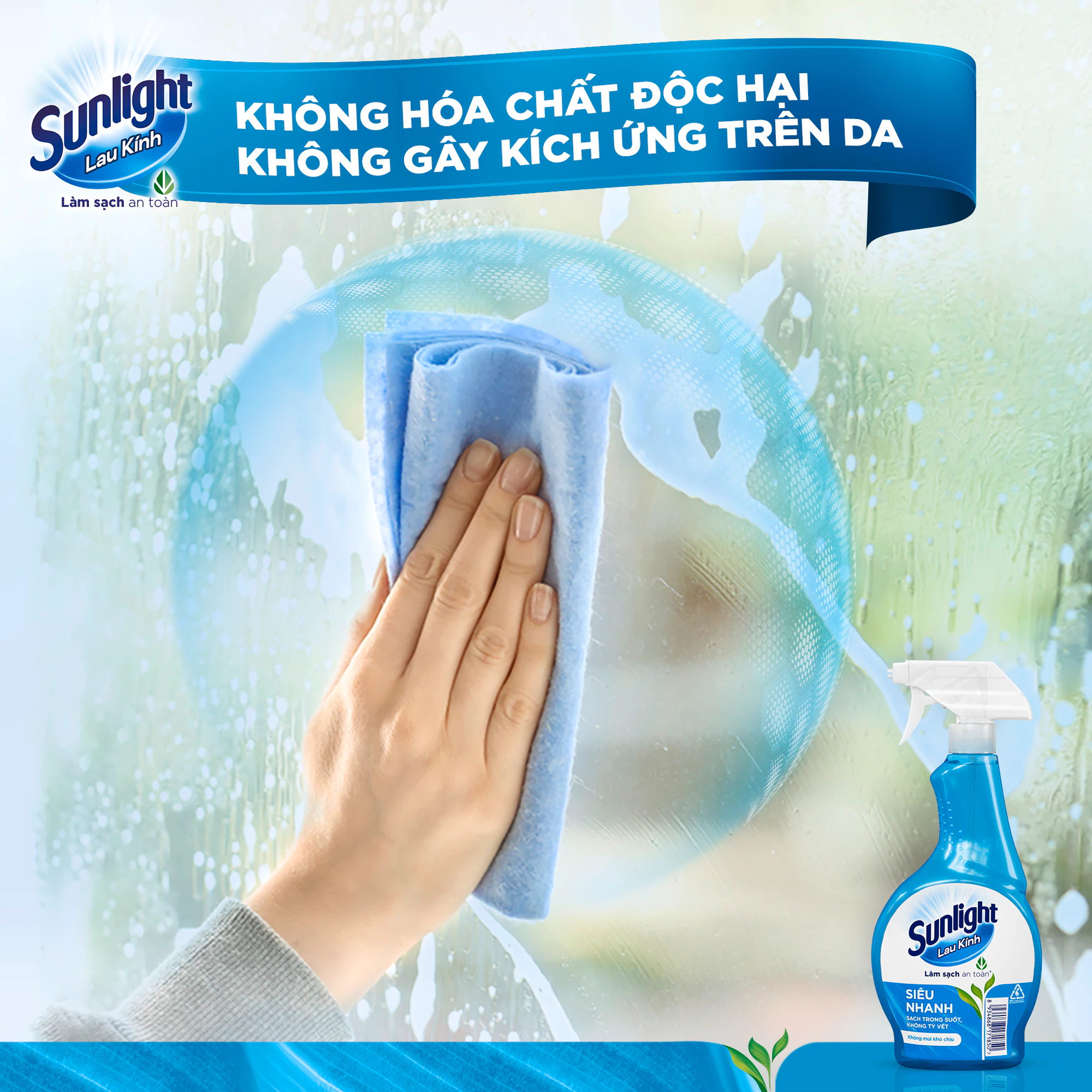  Nước lau kính Sunlight Siêu nhanh Phiên bản nâng cấp từ Cif Sạch trong suốt, không tỳ vết Chai 520ml 