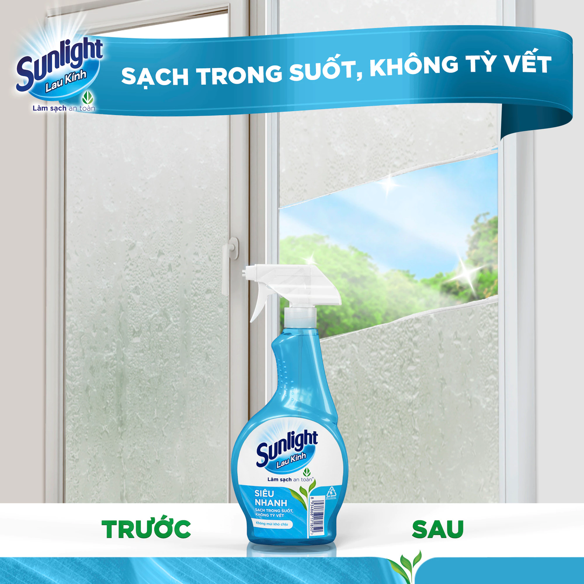  Nước lau kính Sunlight Siêu nhanh Phiên bản nâng cấp từ Cif Sạch trong suốt, không tỳ vết Chai 520ml 