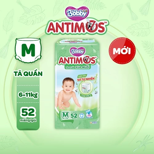  Tã Quần Xua Muỗi Bobby Antimos – Hàng rào Sả tự nhiên Bye Muỗi 8H - M52/L50+2/XL48+4/XXL46+6 
