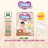  Tã quần cao cấp Bobby Organic chăm sóc dịu nhẹ từ thiên nhiên M72+8/L60+8/XL56+8/XXL54+6 