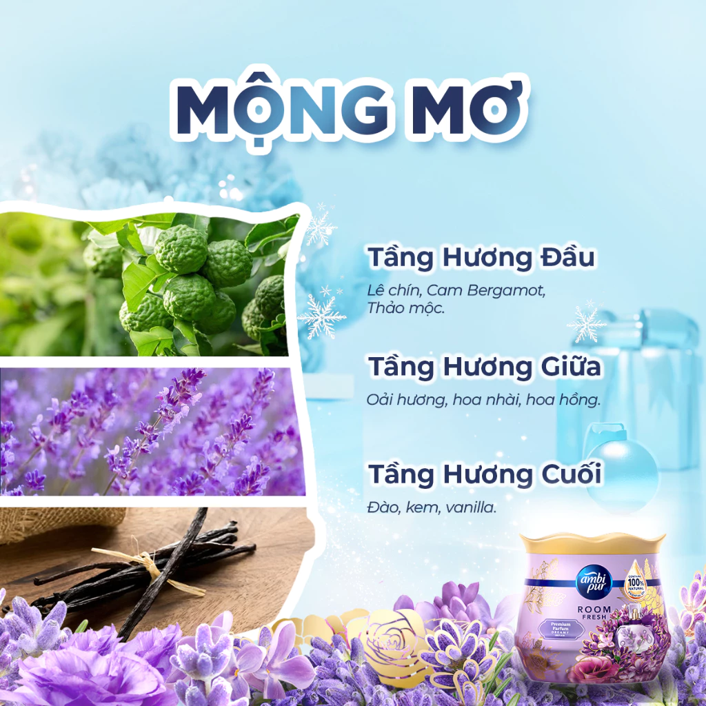  Sáp Thơm Phòng AMBI PUR Hương Nước Hoa Cao Cấp Nhiều Mùi Hương Hộp 180g 
