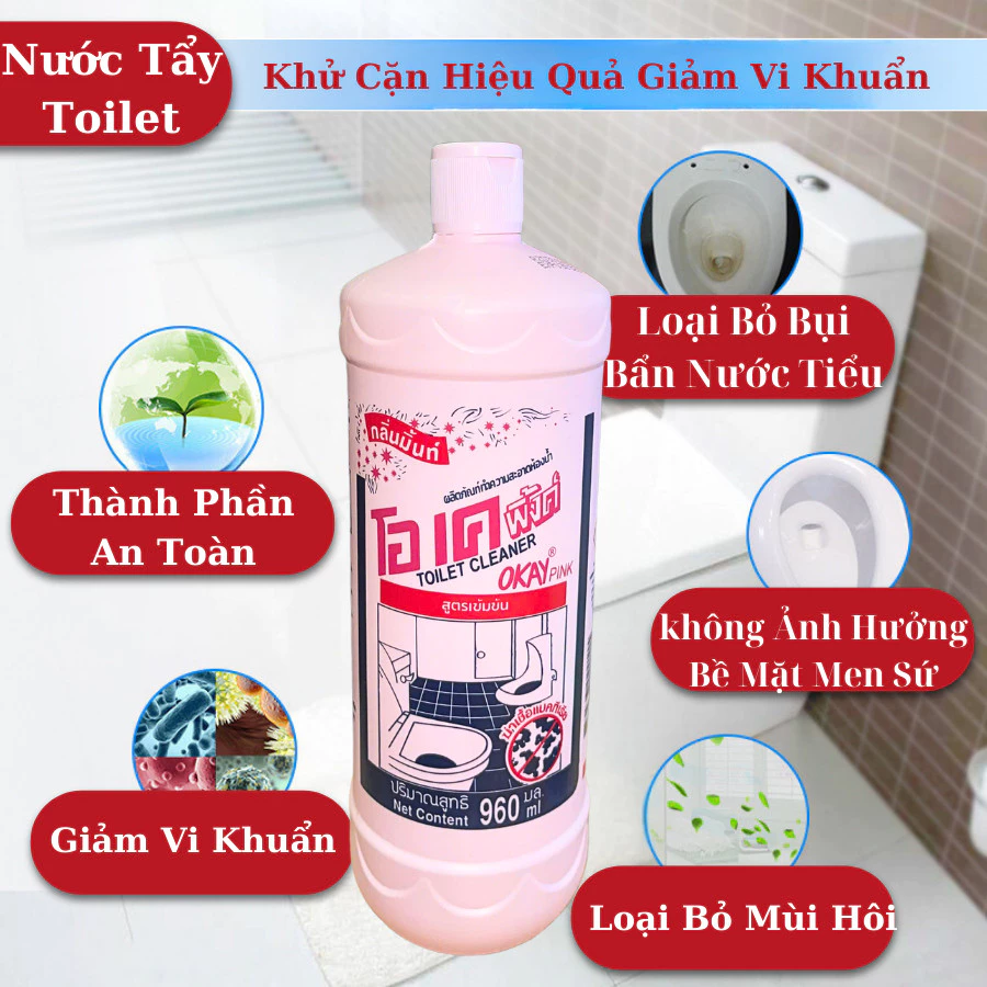  Tẩy toilet đa năng OKAY Pink Thái Lan siêu sạch 960ml 