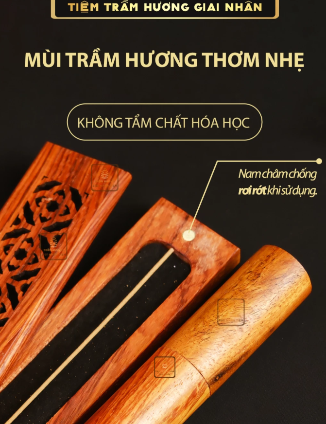  Nhang Trầm hương không tăm An Lạc + Khay gỗ 