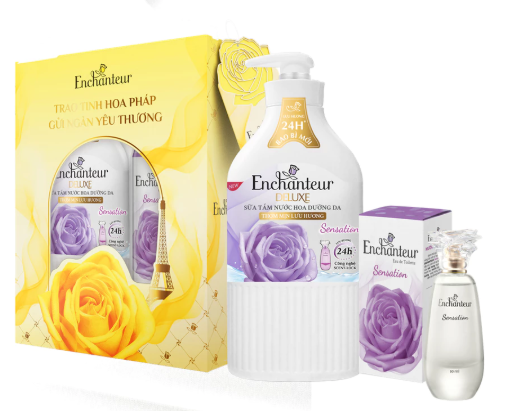  Hộp quà tặng Deluxe Collection Sữa tắm Enchanter Sensation 650g + nước hoa cao cấp 10ml 