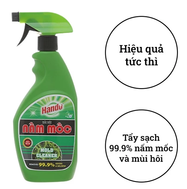  Tẩy vết nấm mốc trên vải vóc, quần áo, đồ dùng Hando 500ml 