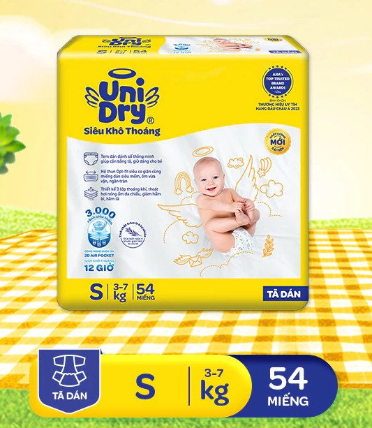  Tã dán UniDry Siêu khô thoáng gói Jumbo mới size S54 