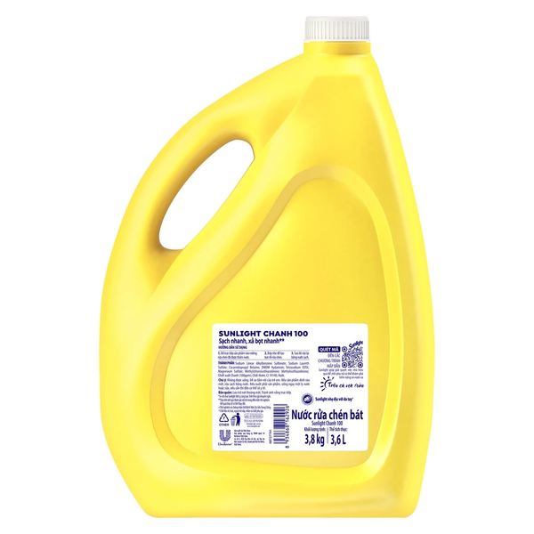  Nước Rửa Chén Bát Sunlight Chanh 100 Sạch Nhanh Xả Bọt Nhanh Rửa Sạch Dầu Mỡ 3.6 kg 