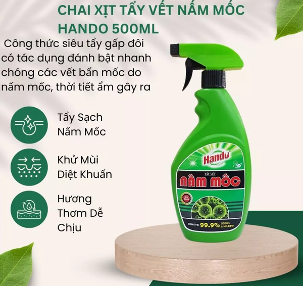  Tẩy vết nấm mốc trên vải vóc, quần áo, đồ dùng Hando 500ml 