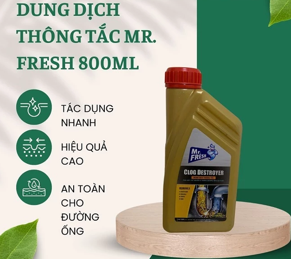  Dung Dịch Thông Tắc Nghẽn Đường Ống Nước Mr. Fresh Hando 800 ml 