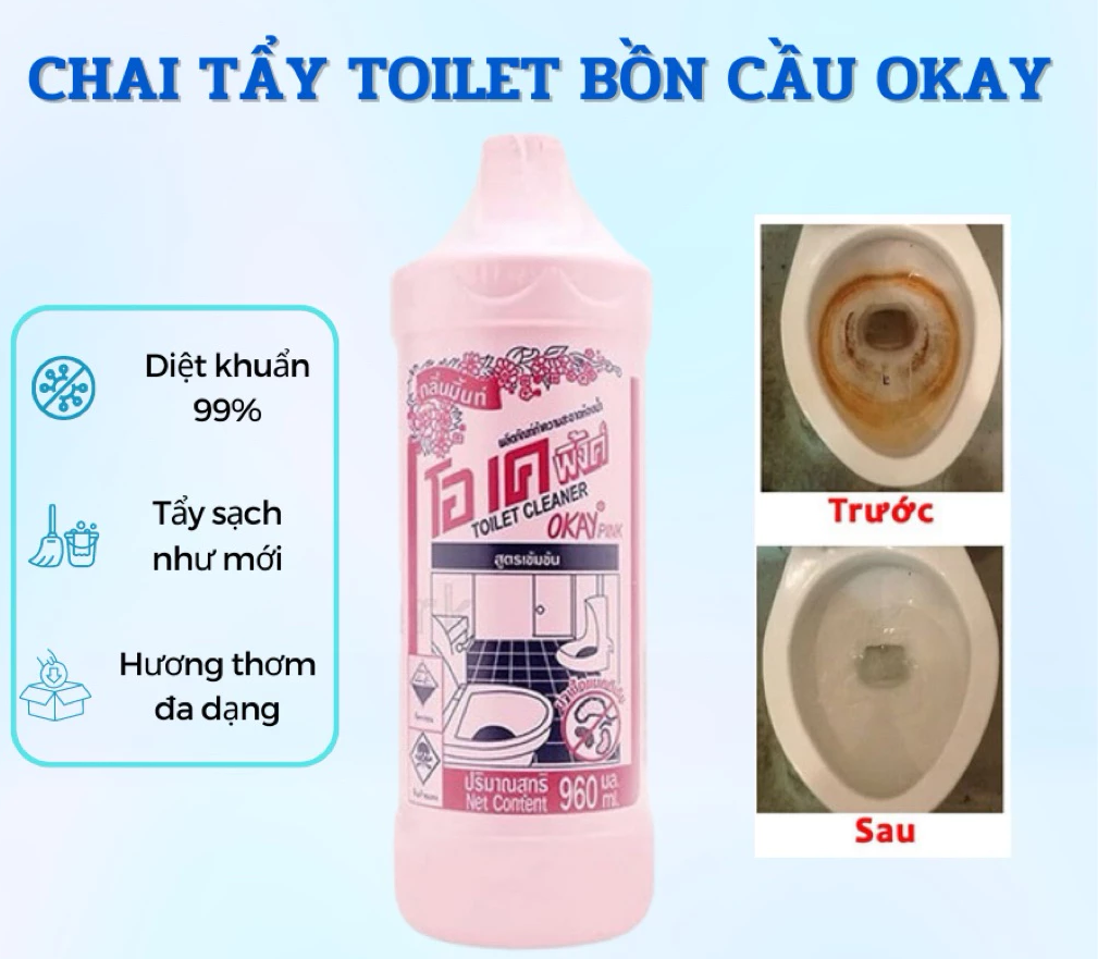  Tẩy toilet đa năng OKAY Pink Thái Lan siêu sạch 960ml 