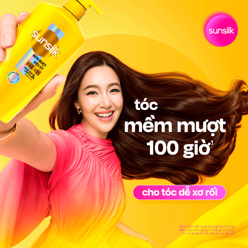  Dầu gội Sunsilk cho tóc Mượt 100h (Bóng mướt-Luminous UV / Đen óng-Glossy Black / Mềm mượt-Silky Smooth) 600 g 