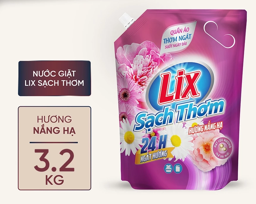  Nước giặt Lix 3.2 kg hương nước hoa, khử mùi nấm mốc 