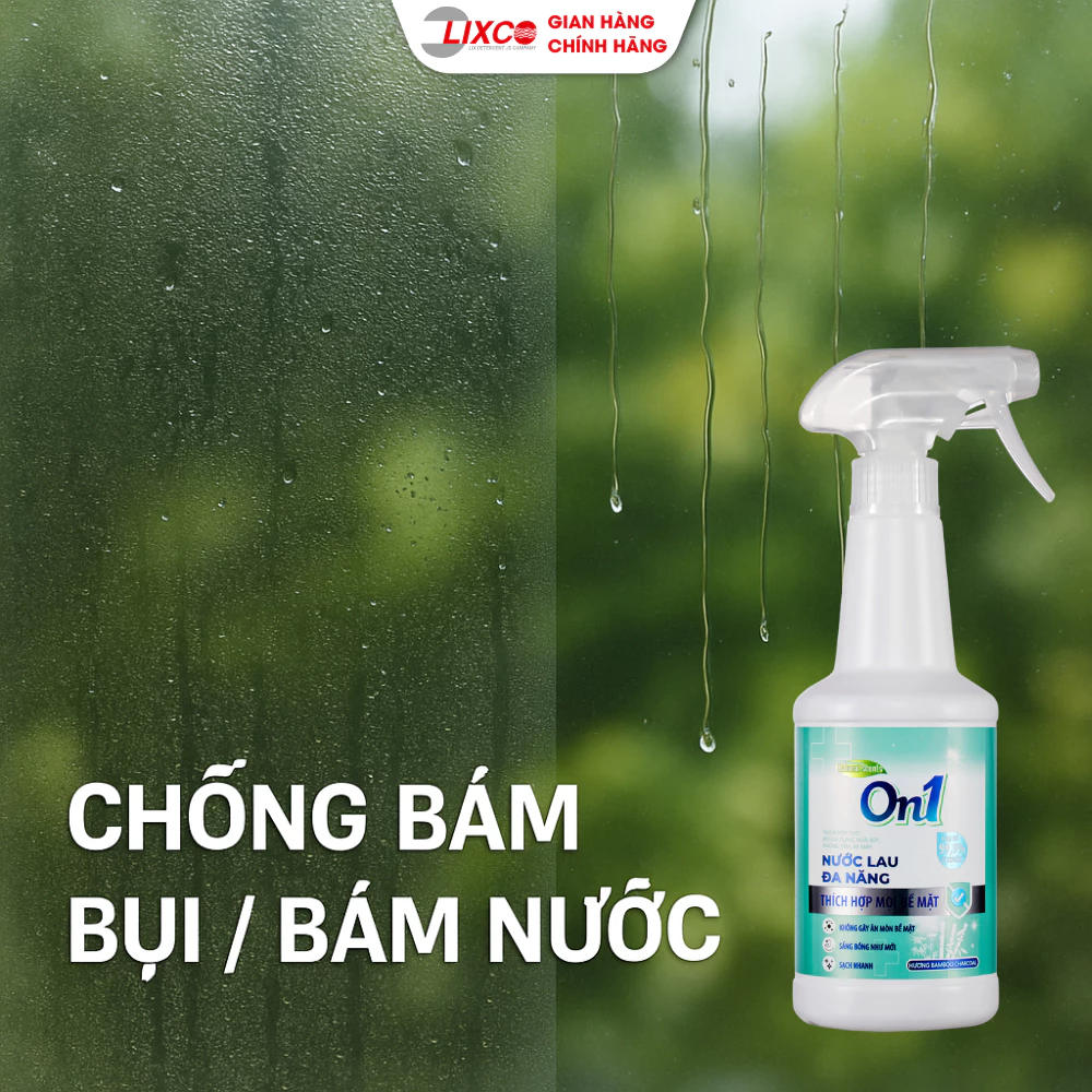  Nước lau đa năng On1 hương Bambo charcoal chai 500ml giúp sạch nhanh bề mặt, sáng bóng như mới 