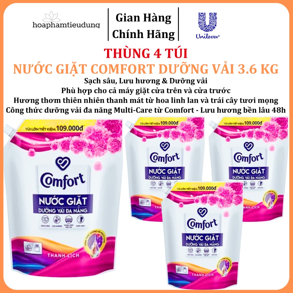  Nước Giặt Comfort Dưỡng Vải Đa Năng 3.6 Kg  (Thanh Lịch/ Thời Thượng) 