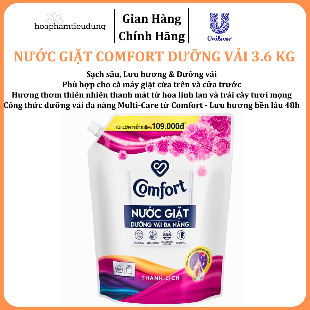  Nước Giặt Comfort Dưỡng Vải Đa Năng 3.6 Kg  (Thanh Lịch/ Thời Thượng) 
