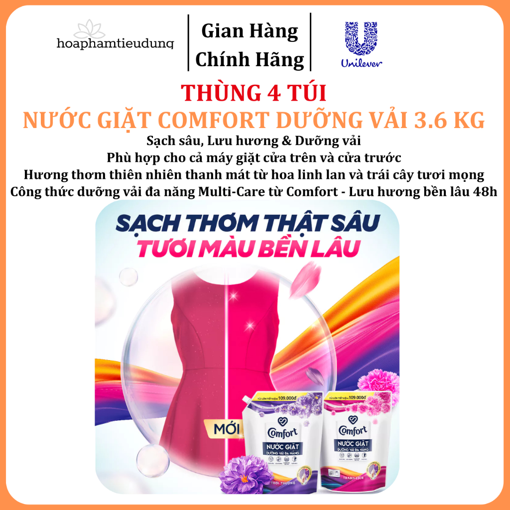  Nước Giặt Comfort Dưỡng Vải Đa Năng 3.6 Kg  (Thanh Lịch/ Thời Thượng) 