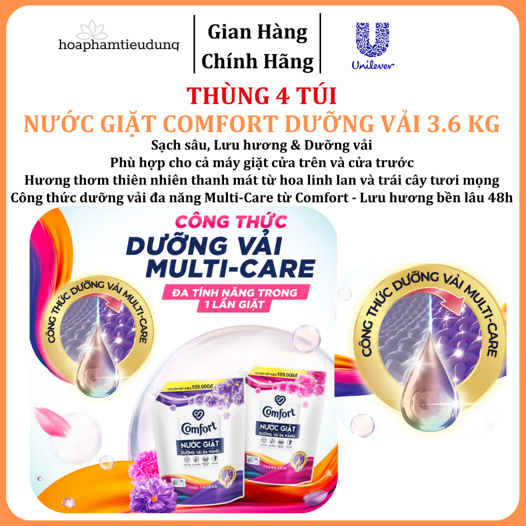  Nước Giặt Comfort Dưỡng Vải Đa Năng 3.6 Kg  (Thanh Lịch/ Thời Thượng) 
