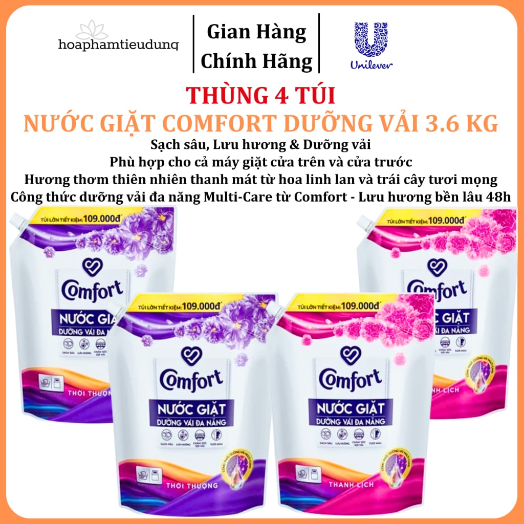  Nước Giặt Comfort Dưỡng Vải Đa Năng 3.6 Kg  (Thanh Lịch/ Thời Thượng) 