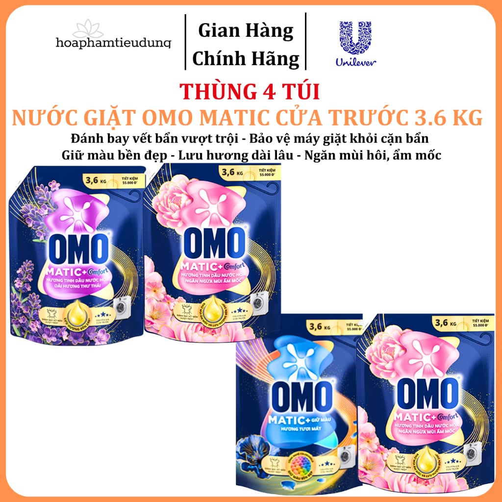  Nước giặt OMO Matic Cửa trước 3.6 Kg giữ màu, ngăn ẩm mốc, hương oải hương thư thái 
