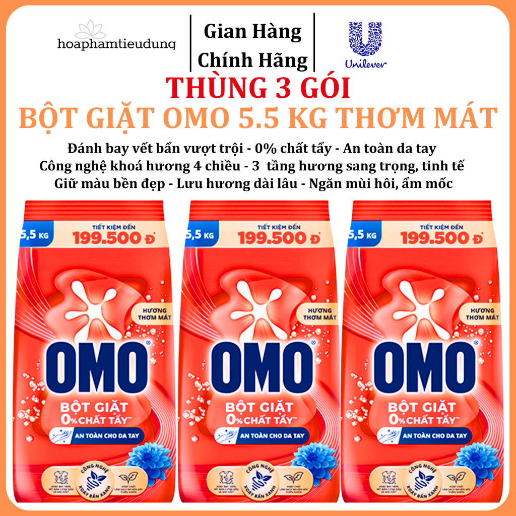  Bột giặt Omo Comfort 0% chất tẩy, tinh dầu thơm sang trọng 5.1 - 5.5 kg 