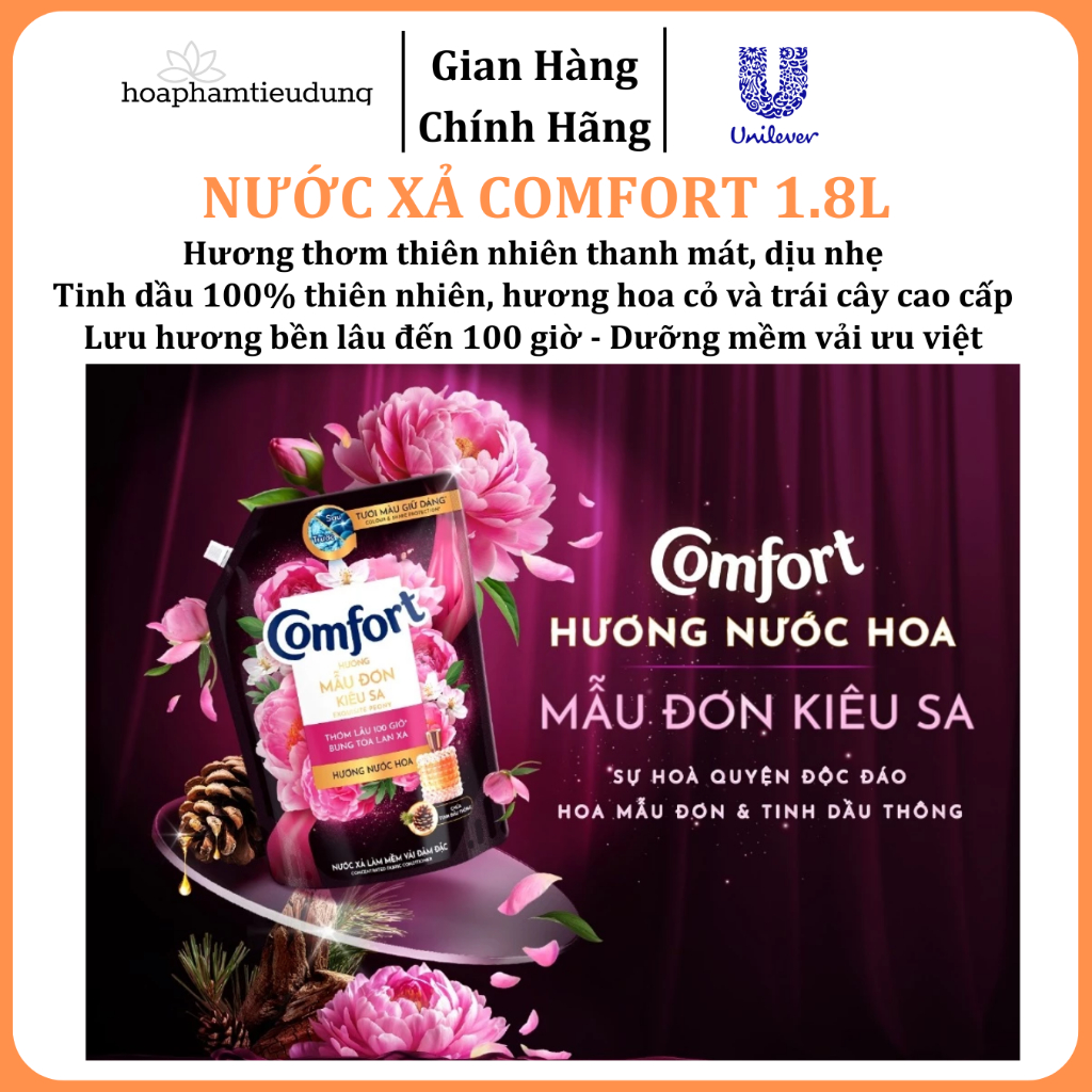  Nước Xả Làm Mềm Vải Comfort Đậm Đặc Một Lần Xả Thơm Mát gấp 10 lần túi 1.2-1.8L 