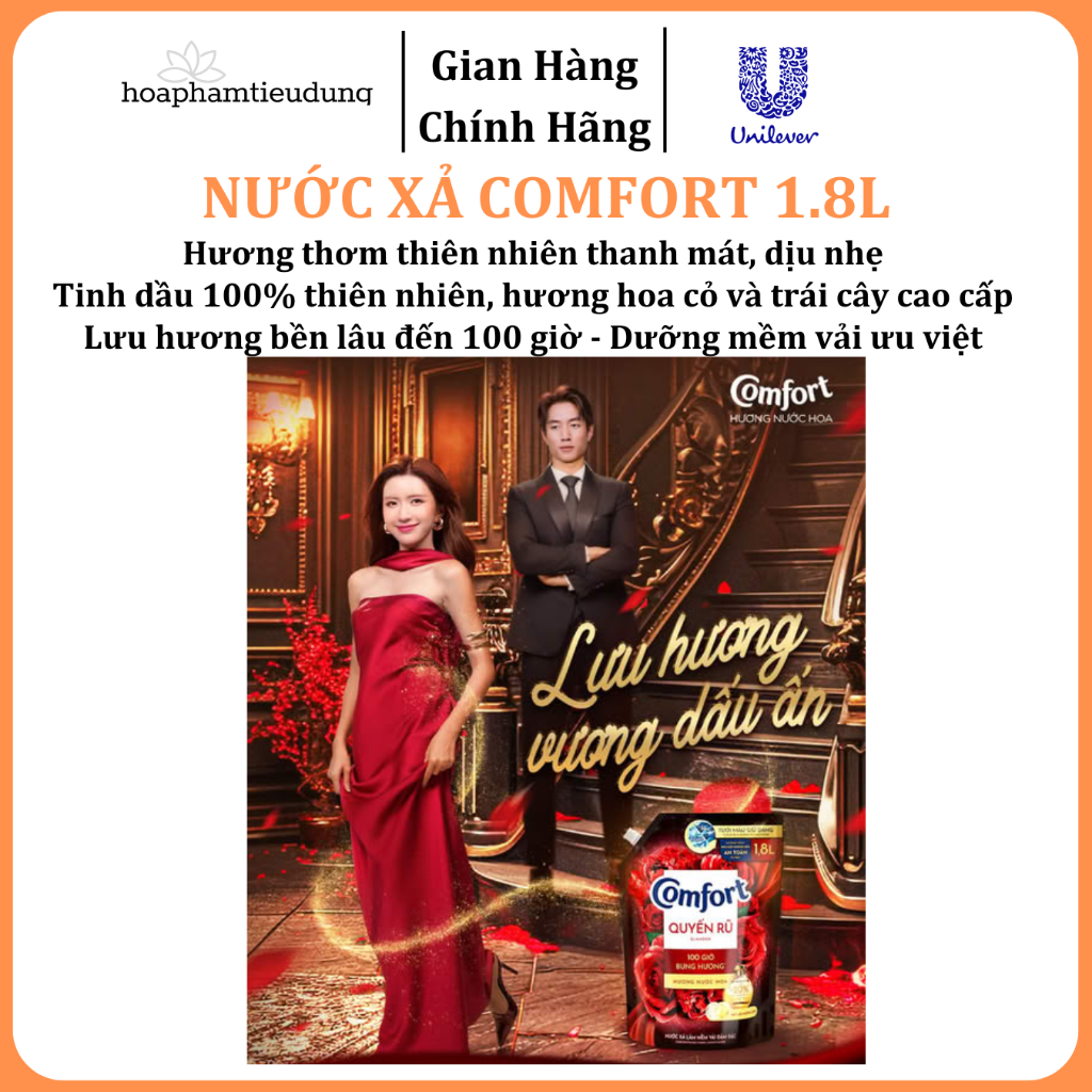  Nước Xả Làm Mềm Vải Comfort Đậm Đặc Một Lần Xả Thơm Mát gấp 10 lần túi 1.2-1.8L 