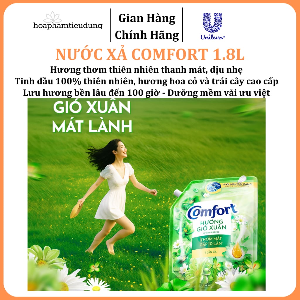  Nước Xả Làm Mềm Vải Comfort Đậm Đặc Một Lần Xả Thơm Mát gấp 10 lần túi 1.2-1.8L 