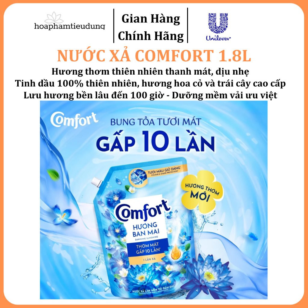  Nước Xả Làm Mềm Vải Comfort Đậm Đặc Một Lần Xả Thơm Mát gấp 10 lần túi 1.2-1.8L 