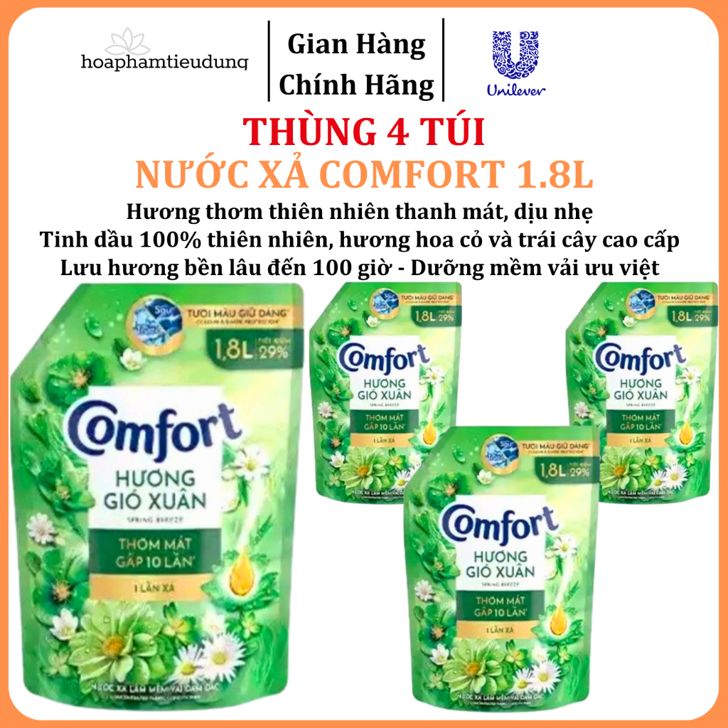  Nước Xả Làm Mềm Vải Comfort Đậm Đặc Một Lần Xả Thơm Mát gấp 10 lần túi 1.2-1.8L 