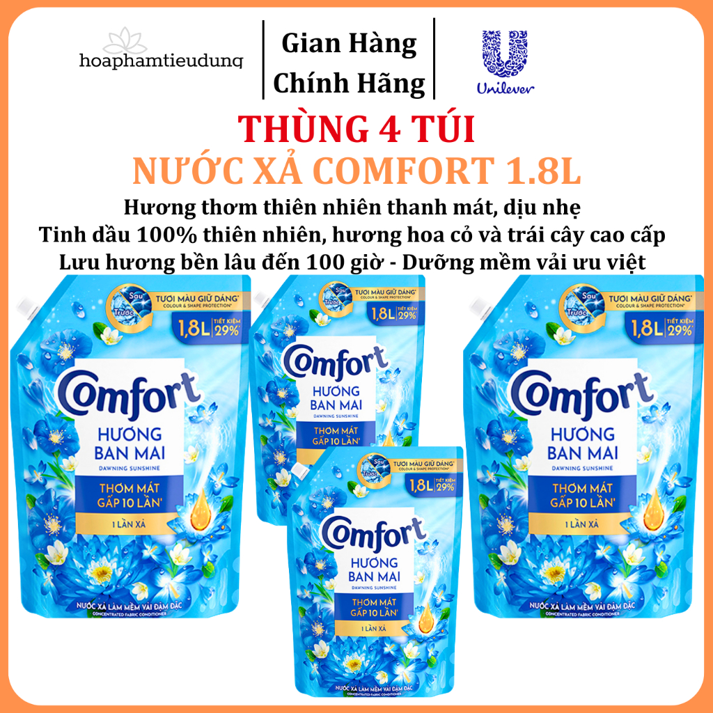  Nước Xả Làm Mềm Vải Comfort Đậm Đặc Một Lần Xả Thơm Mát gấp 10 lần túi 1.2-1.8L 
