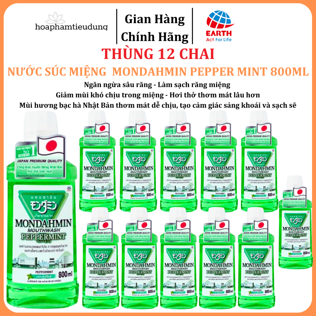  Nước Súc Miệng Mondahmin 800ml Nhập Khẩu Thailand Vị Bạc Hà 