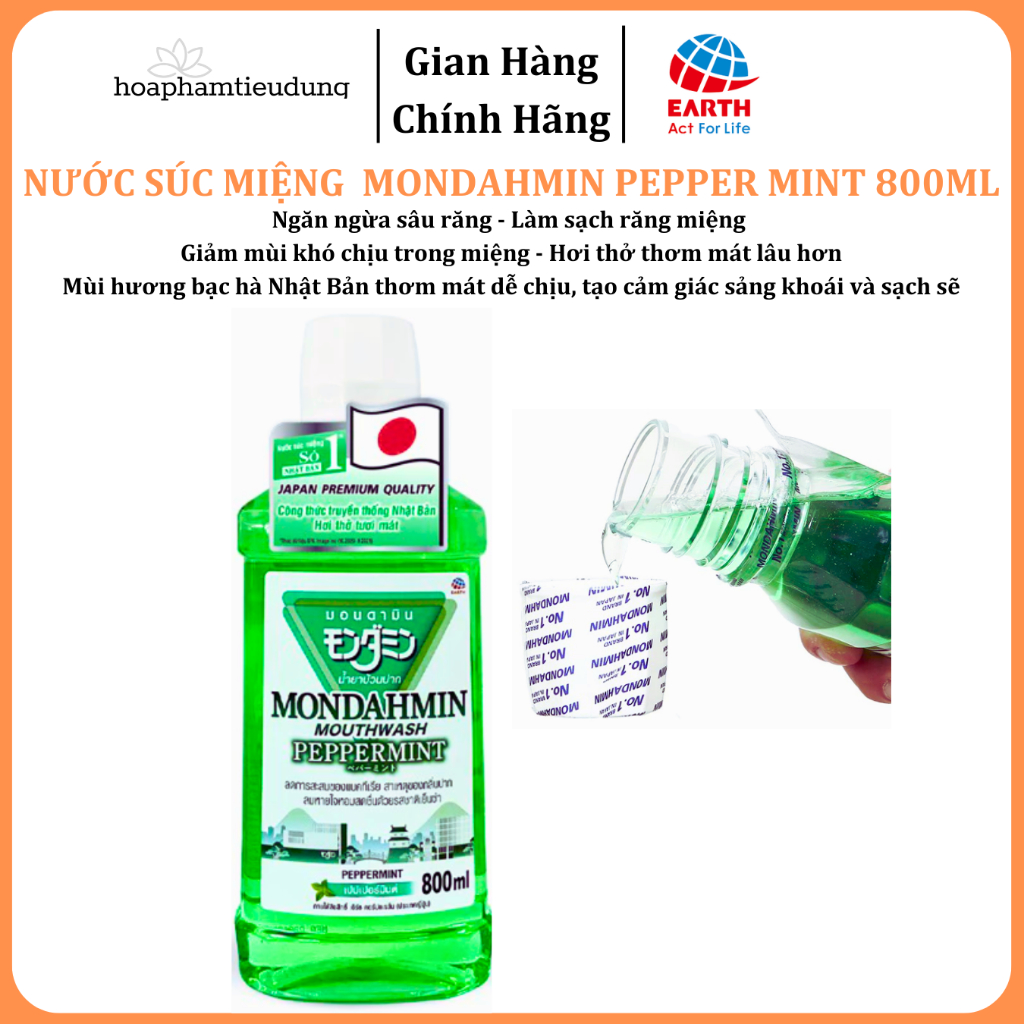  Nước Súc Miệng Mondahmin 800ml Nhập Khẩu Thailand Vị Bạc Hà 