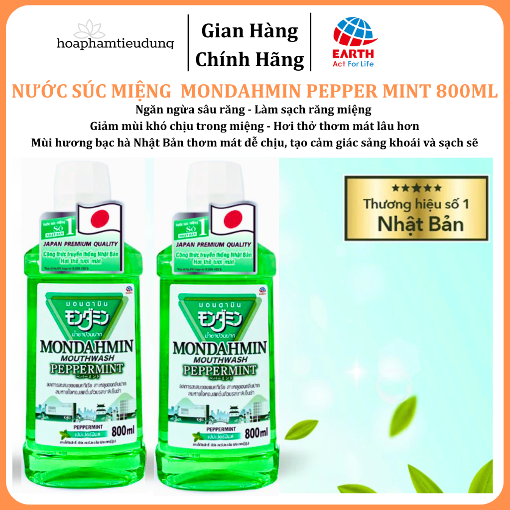  Nước Súc Miệng Mondahmin 800ml Nhập Khẩu Thailand Vị Bạc Hà 