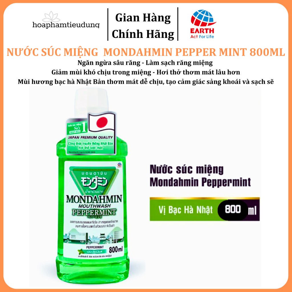  Nước Súc Miệng Mondahmin 800ml Nhập Khẩu Thailand Vị Bạc Hà 